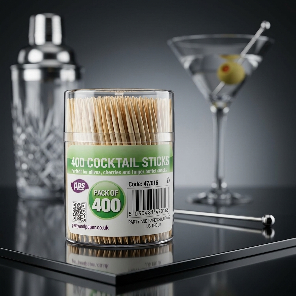 400 Wooden Cocktail Sticks – Food-Safe Bamboo Picks for Cocktails, Olives, Appetizers & Buffets