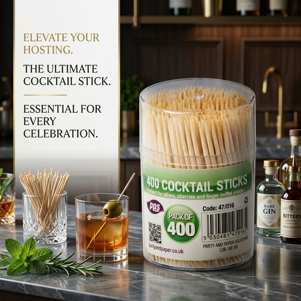 400 Wooden Cocktail Sticks – Food-Safe Bamboo Picks for Cocktails, Olives, Appetizers & Buffets