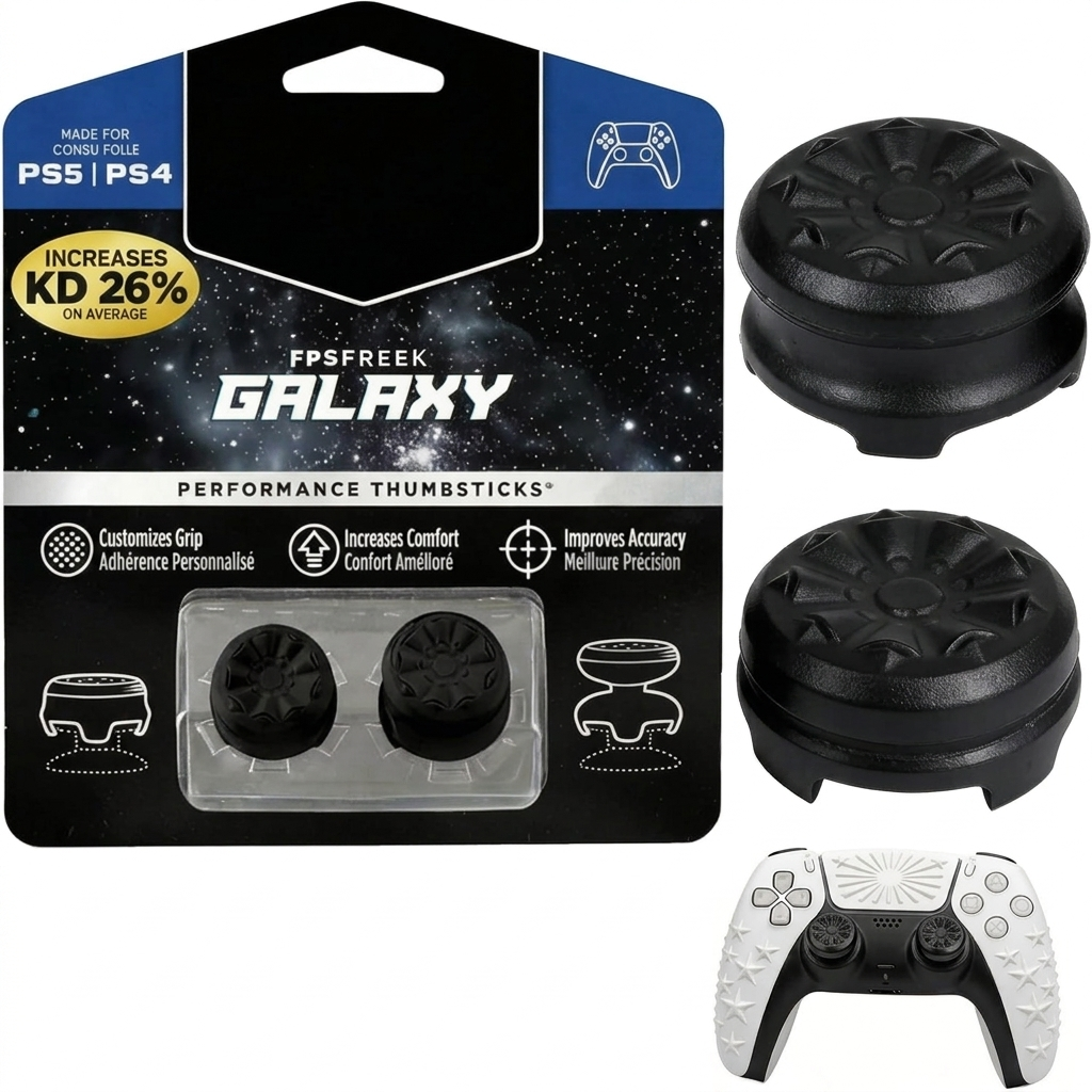 KontrolFreek Galaxy Thumb Grips for PS5/PS4 Controllers – High-Rise Performance Analog Stick Caps for Improved Accuracy and Comfort