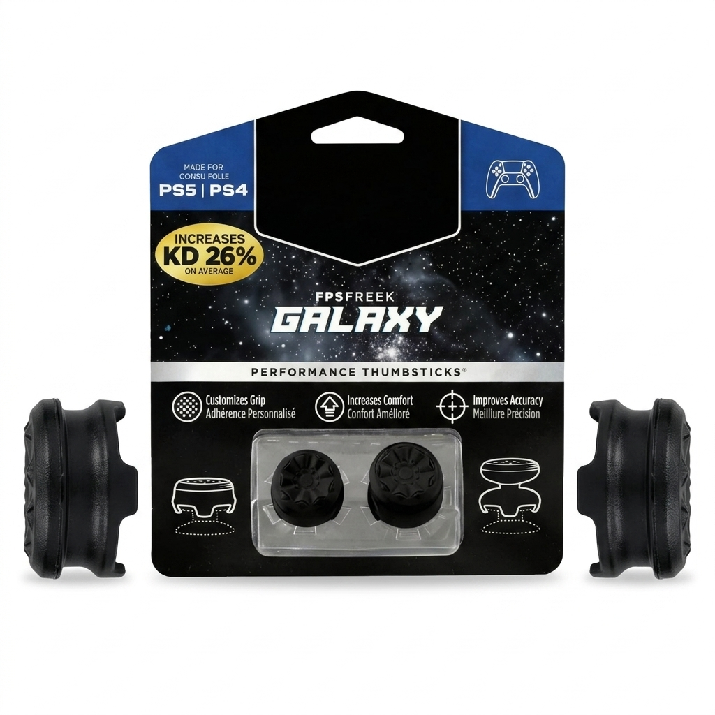 KontrolFreek Galaxy Thumb Grips for PS5/PS4 Controllers – High-Rise Performance Analog Stick Caps for Improved Accuracy and Comfort