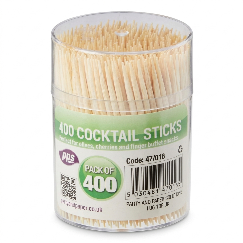400 Wooden Cocktail Sticks – Food-Safe Bamboo Picks for Cocktails, Olives, Appetizers & Buffets