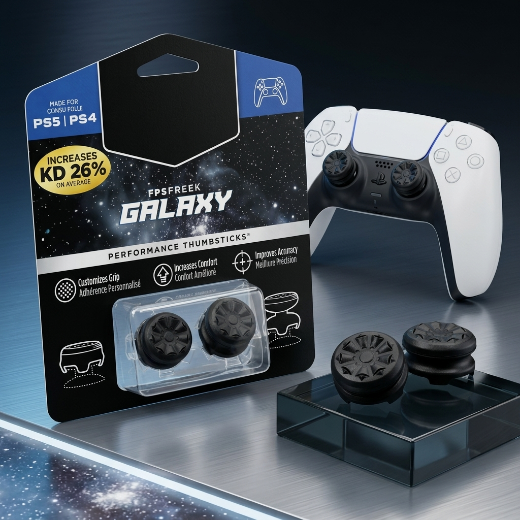 KontrolFreek Galaxy Thumb Grips for PS5/PS4 Controllers – High-Rise Performance Analog Stick Caps for Improved Accuracy and Comfort