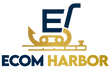 Logo of Ecom Harbor with a stylized ship design on a white background