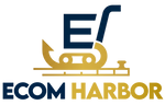 Logo of Ecom Harbor with a stylized ship design on a white background